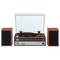 Vitrola Toca-Discos com Bluetooth, CD, AM/FM e Alto-Falantes Inclusos,1975T Crosley, Madeira