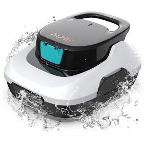 Robô Aspirador de Piscina Sem Fio Com Longa Duração da Bateria e Sucção Forte para Piscinas até 10m, 110V, AIPER, Branco e Preto