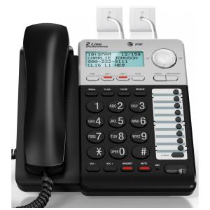 Telefone AT T ML17929 Telefone Com Fio de 2 Linhas, Preto