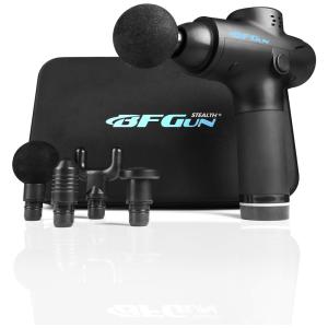 Massageador Pistola Elétrico Profissional Sem Fio 4 Acessórios Ergonômica, HEROPROOF, Preto