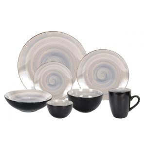 Aparelho de Jantar Stoneware Sonoma, 56 peças Laváveis na Máquina, Cinza,HomeVss