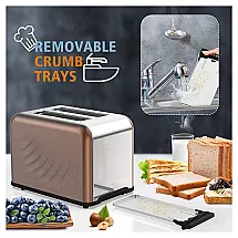 Prime Torradeira de 2 Fatias com 6 Níveis de Ajuste e Timer, Aço Inoxidável, 900W, Gold, 110v, TANGN, Marrom