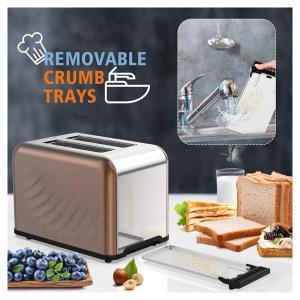 Prime Torradeira de 2 Fatias com 6 Níveis de Ajuste e Timer, Aço Inoxidável, 900W, Gold, 110v, TANGN, Marrom