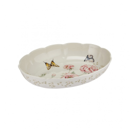 Assadeira Oval em Porcelana, Praticidade e Charme para Sua Cozinha, Lenox Butterfly Meadow, Branca