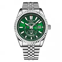 Relógio Automático Datemaster Swiss 1020 42mm com Mostrador Verde e Pulseira Prateada - Stuhrling.