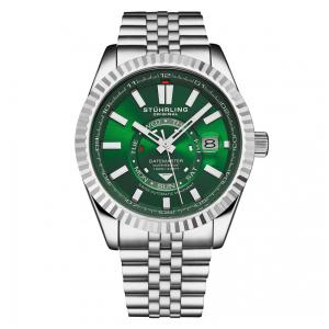 Relógio Automático Datemaster Swiss 1020 42mm com Mostrador Verde e Pulseira Prateada - Stuhrling.