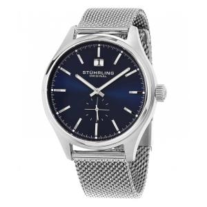 Relógio Sinfonia 790 42mm com Mostrador Azul e Pulseira de Aço Inox. Elegante e Sofisticado. Stuhrling