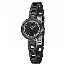 Relógio Fusão 921 de 25mm com Mostrador Preto e Pulseira de Cerâmica Preta com Fivela de Implantação da Stuhrling.