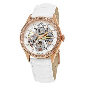 Relógio Legado 351 Automático 38mm com Mostrador Prateado e Pulseira de Couro Branco - Stuhrling