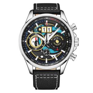 Relógio Masculino Stuhrling 4010.3 Quartzo 45mm com Cronógrafo e Taquímetro, Preto