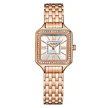 Relgio Stuhrling Confidant Square Crystal 27mm 4020 Classic, Mostrador Prateado e Pulseira Rosa