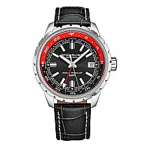 Relógio Global Voyager 1014 GMT 42 mm com cronômetro mundial e design Lunar Shadow, da Stuhrling.