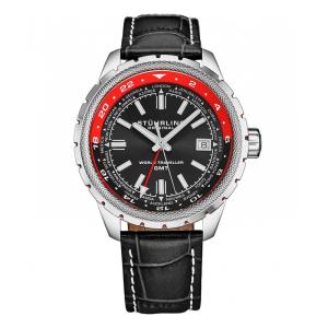 Relógio Global Voyager 1014 GMT 42 mm com cronômetro mundial e design Lunar Shadow, da Stuhrling.