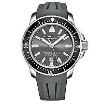 Relgio Masculino Maritimer 935, Mostrador Cinza, Pulseira de Borracha, Fivela Tang Prata - Stuhrling (43mm)