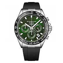 Relógio Aquamaster Cronógrafo 42mm Mostrador Verde Esmeralda e Pulseira Preta - Stuhrling 4050