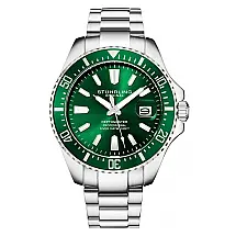 Corrente de aço inoxidável com pingente de cruz de 42mm nas cores verde e prata - Stuhrling.
