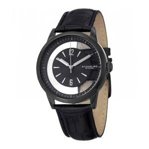 Relógio Winchester 946 42mm com mostrador preto e pulseira de couro, Stuhrling.