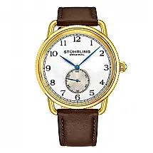 Relógio Masculino Stuhrling 41mm Quartzo, Pulseira Marrom, Estilo Clássico e Elegante
