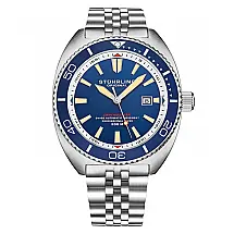 Relógio Automático Depthmaster 1008 45mm Suíço, Azul e Vermelho, Stuhrling