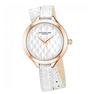 Relógio Stuhrling Deauville 38 mm com Mostrador Marfim e Pulseira de Couro Branco - Elegância e Estilo