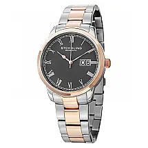 Relógio de pulso Panache Elite 831B 40mm com mostrador cinza e pulseira de aço inox. Elegância clássica em prata.