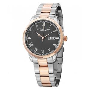 Relógio de pulso Panache Elite 831B 40mm com mostrador cinza e pulseira de aço inox. Elegância clássica em prata.