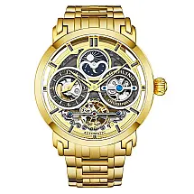 Relgio Automtico Luciano 371B com Mostrador Dourado e Pulseira de Ao Inoxidvel - Stuhrling (46mm)