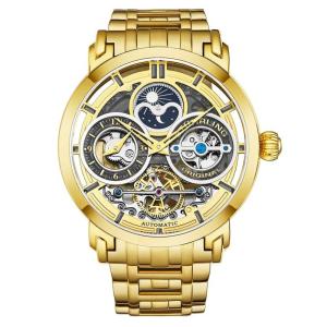 Relgio Automtico Luciano 371B com Mostrador Dourado e Pulseira de Ao Inoxidvel - Stuhrling (46mm)