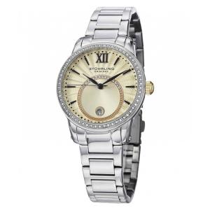 Relógio Sinfonia 544B, mostrador dourado, pulseira de Aço Inoxidável Prateado e Design Clssico de 37mm. Stuhrling