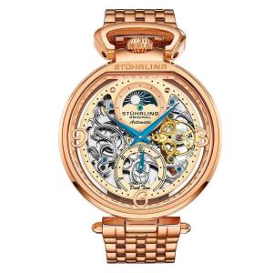 Relogio Automatico Modena 889B, Mostrador Rosa 46mm, Pulseira de Aco Inoxidavel com Fivela de Implantacao em Camadas Stuhrling