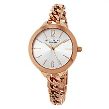 Relógio Vogue 624M 38mm com Mostrador Prateado e Pulseira de Aço Inoxidável Rosa, Stuhrling