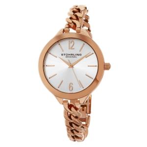 Relógio Vogue 624M 38mm com Mostrador Prateado e Pulseira de Aço Inoxidável Rosa, Stuhrling