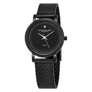 Relógio Feminino Lady Casatorra Elite 29mm Mostrador Preto Pulseira Aço Inoxidável Preta com Fivela Stuhrling
