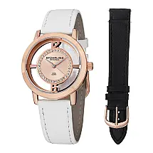 Relógio feminino Winchester Tiara 388L2.SET 36mm com mostrador rosa e pulseira em ouro rosa, Stuhrling.