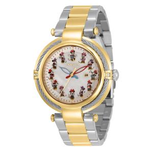 Relógio Feminino Minnie Mouse Disney com Mostrador Madrepérola, Invicta 34113, Prata e Dourado Edição Limitada