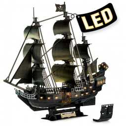 Quebra Cabeças 3D Navio com Led para Crianças e Adultos, 293 Peças, CUBICFUN L520h 0, Preto