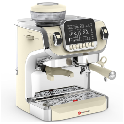 Máquina de Café Expresso Semi Automática 15 Bar com Moedor Embutido e Bocal de Leite, 110V 1450W, Mcilpoog TC520, Bege