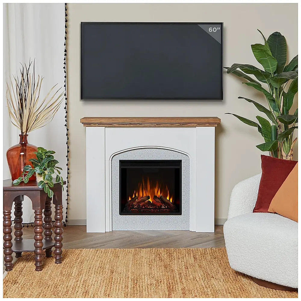 Lareira Elétrica Real Flame 125x103cm 1500W Chamas 12 Cores Branco 110V — foto 3