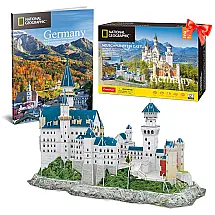 Quebra Cabeças 3D Arquitetura Castelo de Neuschwanstein para Crianças e Adultos, 121 Peças, CUBICFUN, Branco