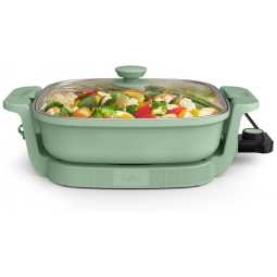 Panela elétrica Bella Make & Take 30,5 cm verde com tampa de vidro, revestimento cerâmico EverGood, base em alumínio fundido, 1200W, 110V
