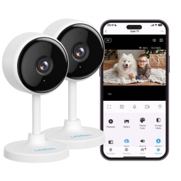 Câmeras de Segurança Interna com Visão Noturna controle por App, 2 UN, litokam LF C1t, Branco