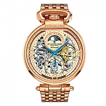 Relógio Automático Stuhrling Modena 46mm, Mostrador Rosa e Pulseira em Aço Inoxidável