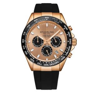 Relgio Aquamaster 4042 Crongrafo de 42mm em tom rosa da Stuhrling Resistente e Estiloso