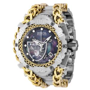 Relógio Masculino Reserve NFL Las Vegas Raiders com Mostrador Madrepérola, Invicta 41523, Prata e Dourado