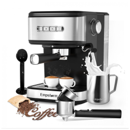Máquina de Café Expresso 20 Bar para Cápsulas ou Café Moído, com Vaporizador de Leite, 110V 850W, Empstorm, Preta