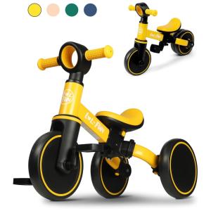 Bicicleta sem Pedal Infantil com 3 Rodas para Crianças de 1 a 4 Anos, LOL FUN, Amarelo