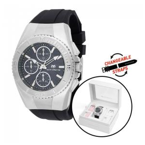 Relógio TechnoMarine Cruise Original Unissex com Mostrador em Madrepérola 38mm, Preto, Branco, Rosa e Pulseira Interchangeável TM124033
