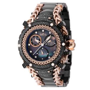 Relgio feminino Gladiator 1,08 quilates com diamante e mostrador em madreprola - 43,2 mm. Rosa ouro. Preto 42233