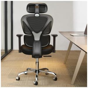 Cadeira de Escritório Ergonômica REclinável com Apoios Ajustáveis, FelixKing, Preto