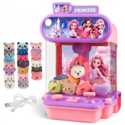 Máquina de Garra Rosa e Lilás TingingYuli – Mini Arcade Infantil com 20 Pelúcias, Luzes LED, Som e Compartimento para Prêmios
